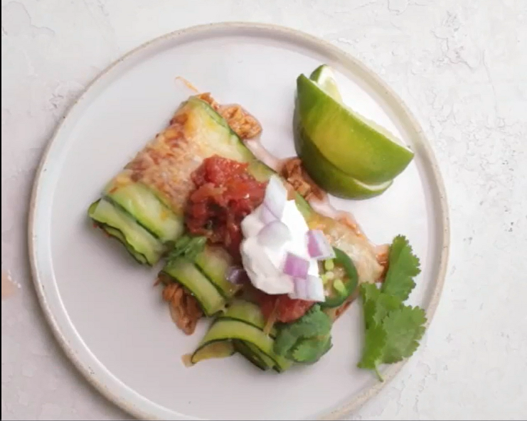 Baked Zucchini & Chicken Enchiladas